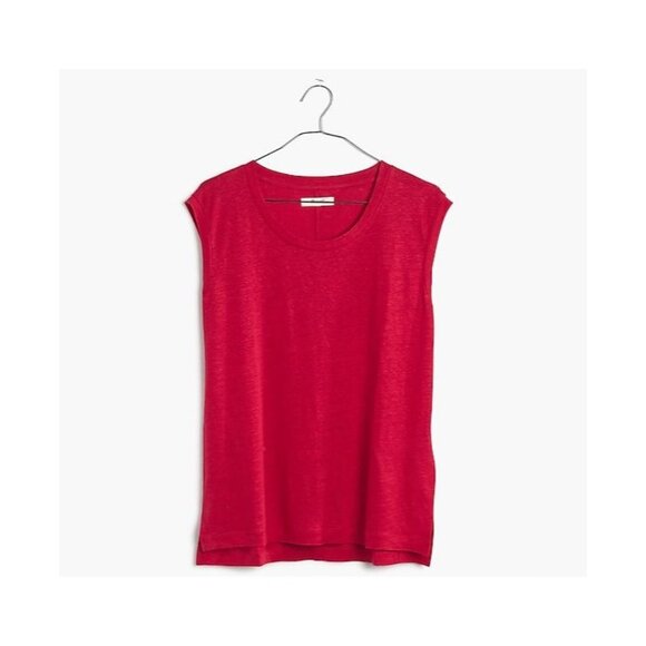 Madewell Women's Modern Linen Muscle Tee in Nouveau Red - Sz XS - NWT - Picture 8 of 8